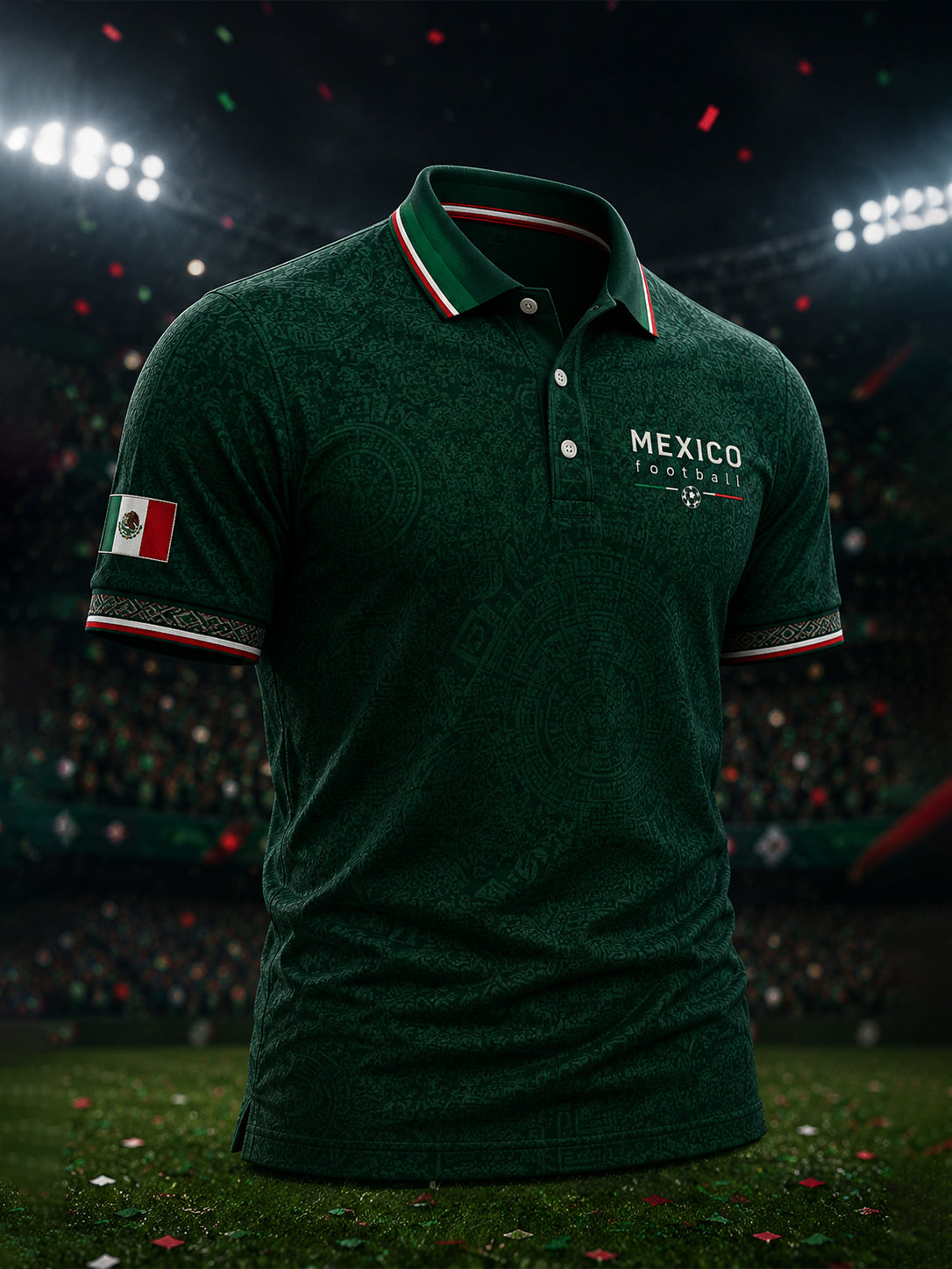 Men's Mexican Football Match Cheering Element Art Print Polo Shirt
