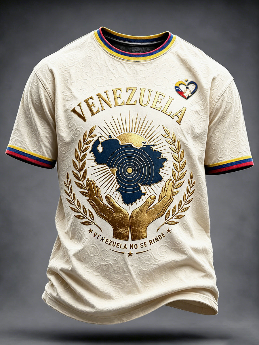 Men’s Vintage Venezuela Earthquake Print Casual T-shirt