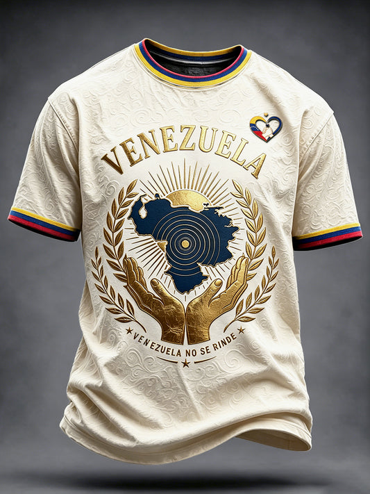 Men’s Vintage Venezuela Earthquake Print Casual T-shirt