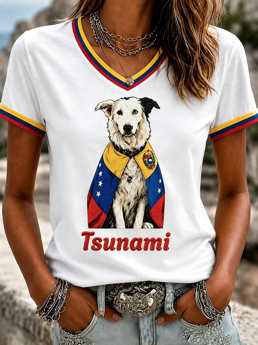 Women's Venezuela Hero Dog Tsunami Patriotic Dog Lover T-Shirt