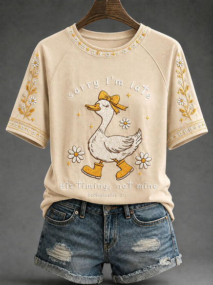 Women's 'Sorry I'm Late' Print Casual T-Shirt