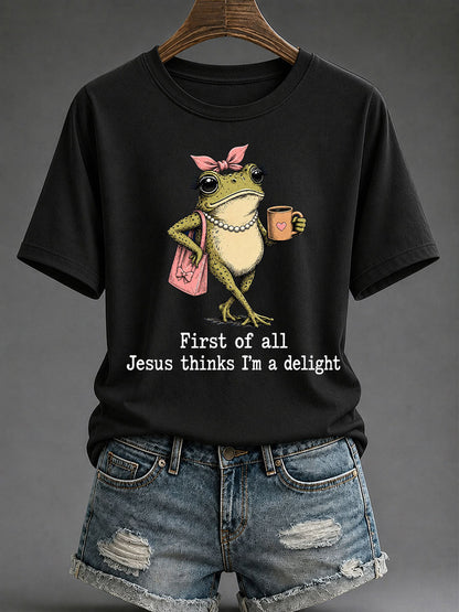 Women's 'Jesus Thinks I'm A Delight' Printed Casual T-Shirt