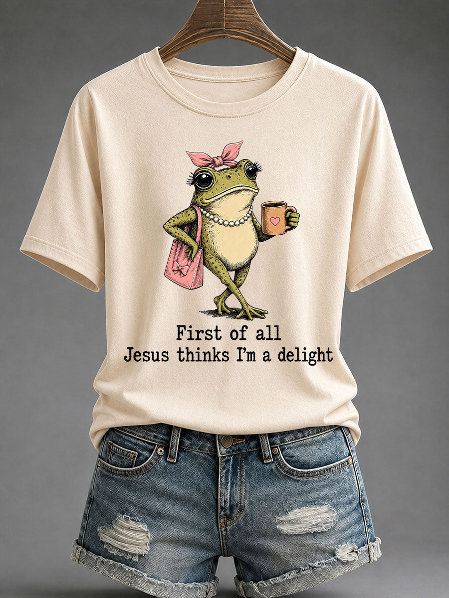 Women's 'Jesus Thinks I'm A Delight' Printed Casual T-Shirt