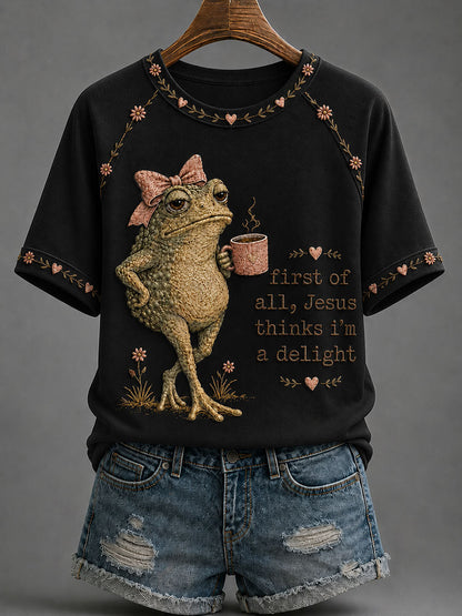 Women's 'Jesus Thinks I'm A Delight' Printed Casual T-Shirt