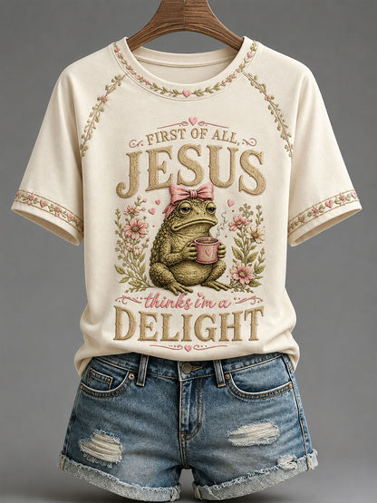Women's 'I Could Be Meaner But Jesus Said No' Printed Casual T-Shirt