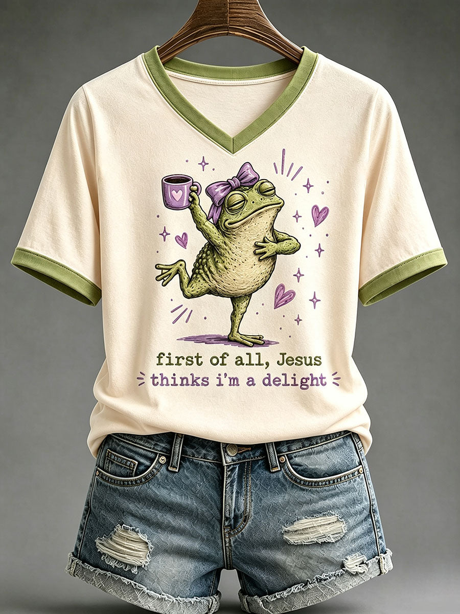 Women's 'Jesus Thinks I'm A Delight' Printed Casual T-Shirt