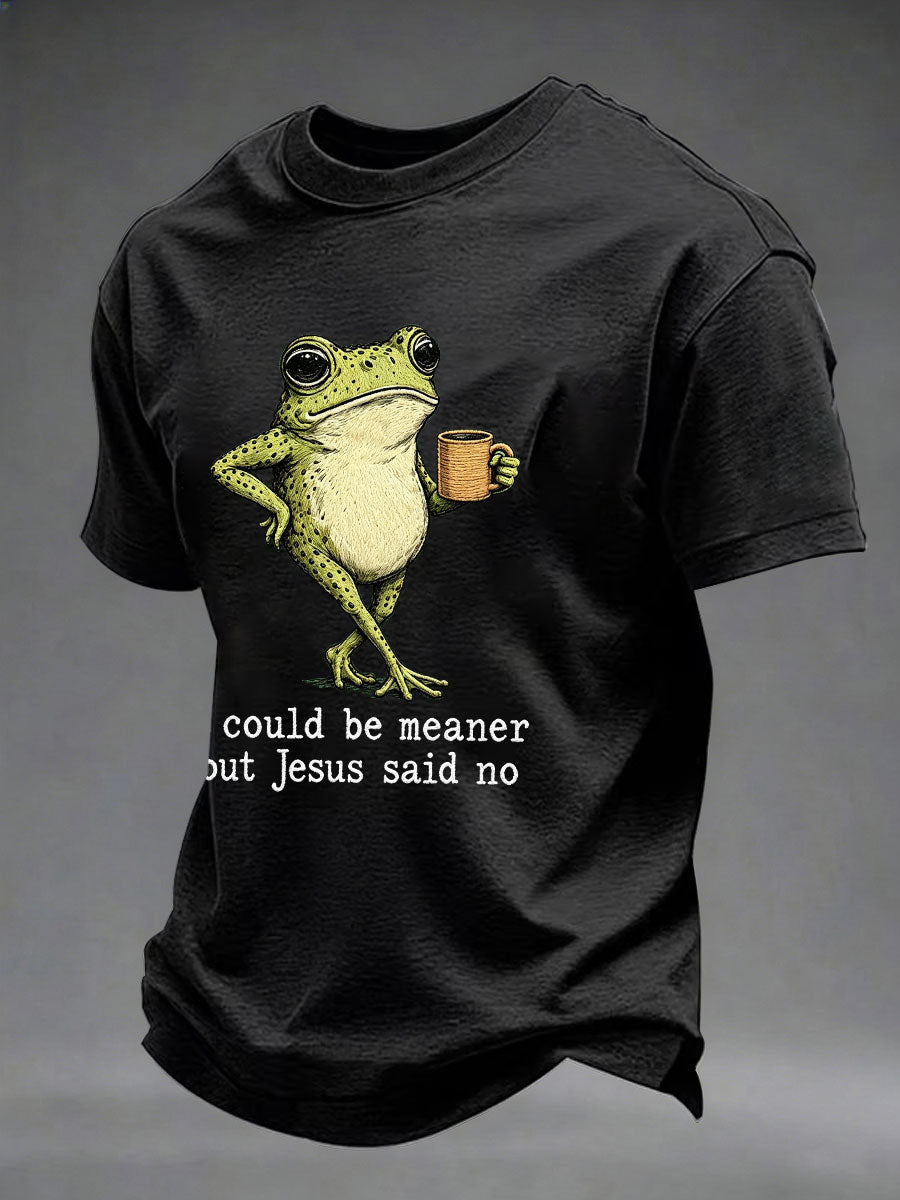Men's 'I Could Be Meaner But Jesus Said No' Printed Casual T-Shirt