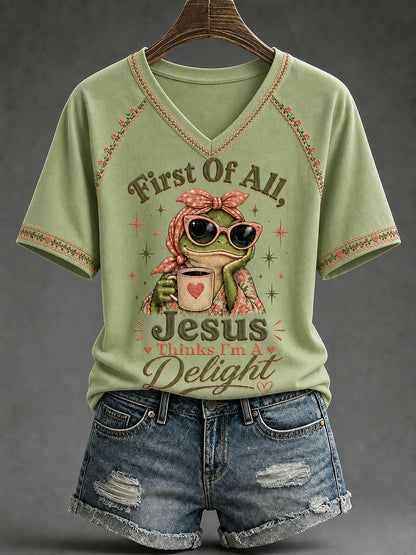 Women's 'Jesus Thinks I'm A Delight' Printed Casual T-Shirt