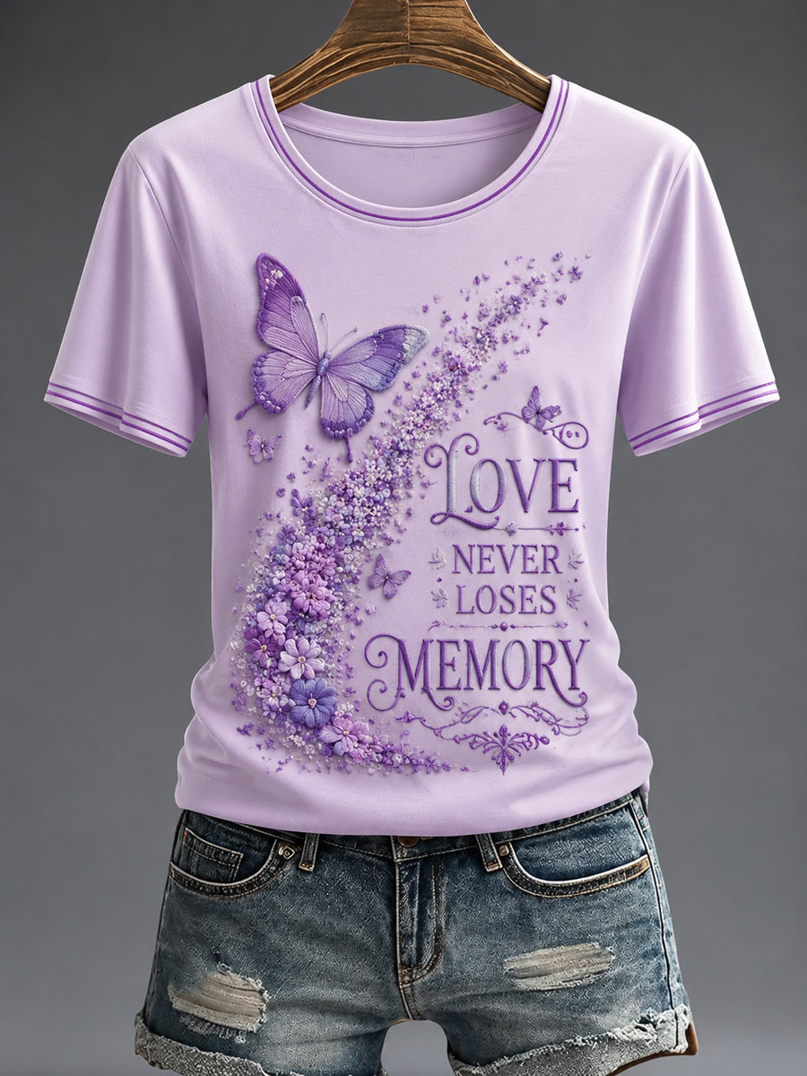 Women's Purple Flora Art Printed T-shirt