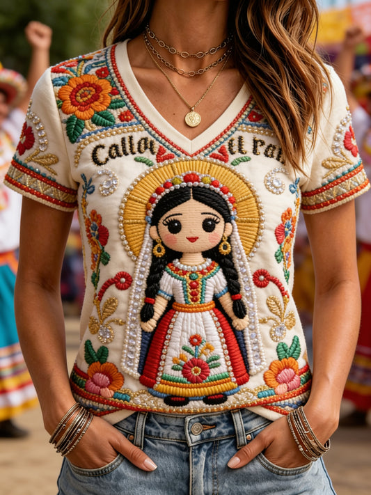 Women's Guelaguetza Festival Print Casual T-Shirt