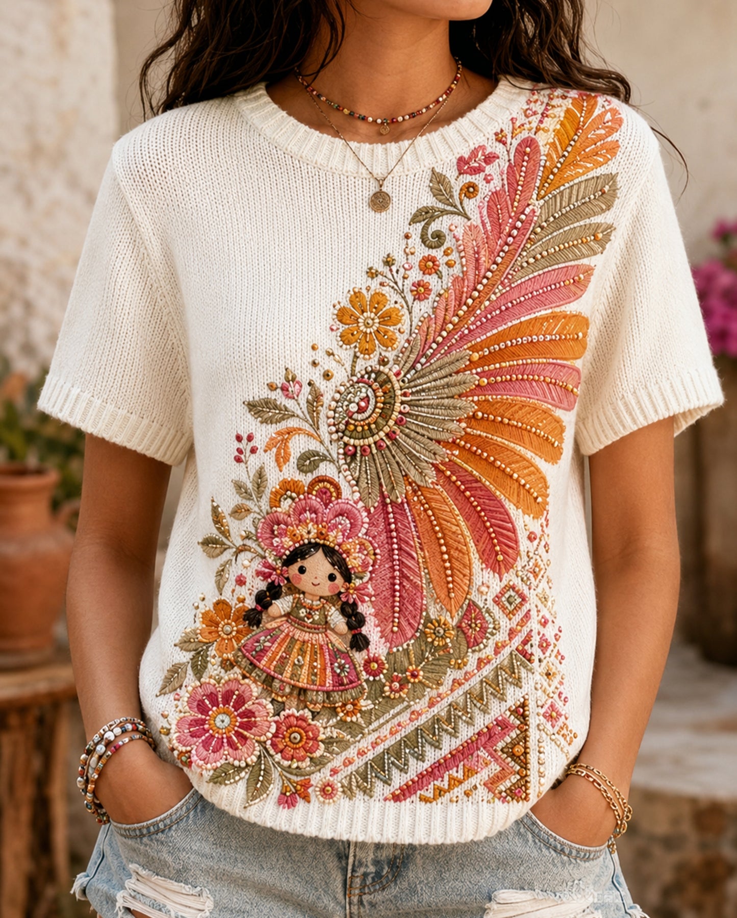 Women's Mexican Gala Gaycha Festival Cultural Elements Art Print Top