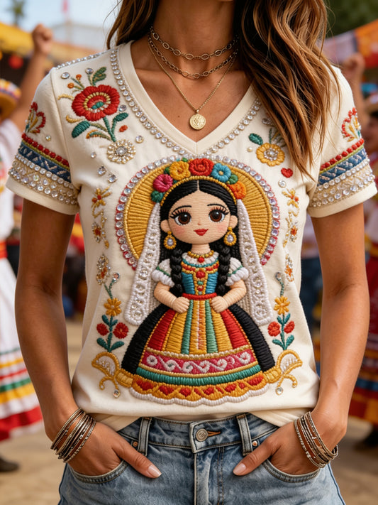Women's Guelaguetza Festival Print Casual T-Shirt