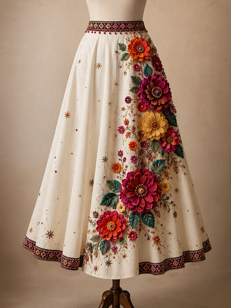 Women's Mexican Gala Gaelagacha Day Commemorative Art Print Midi Skirt