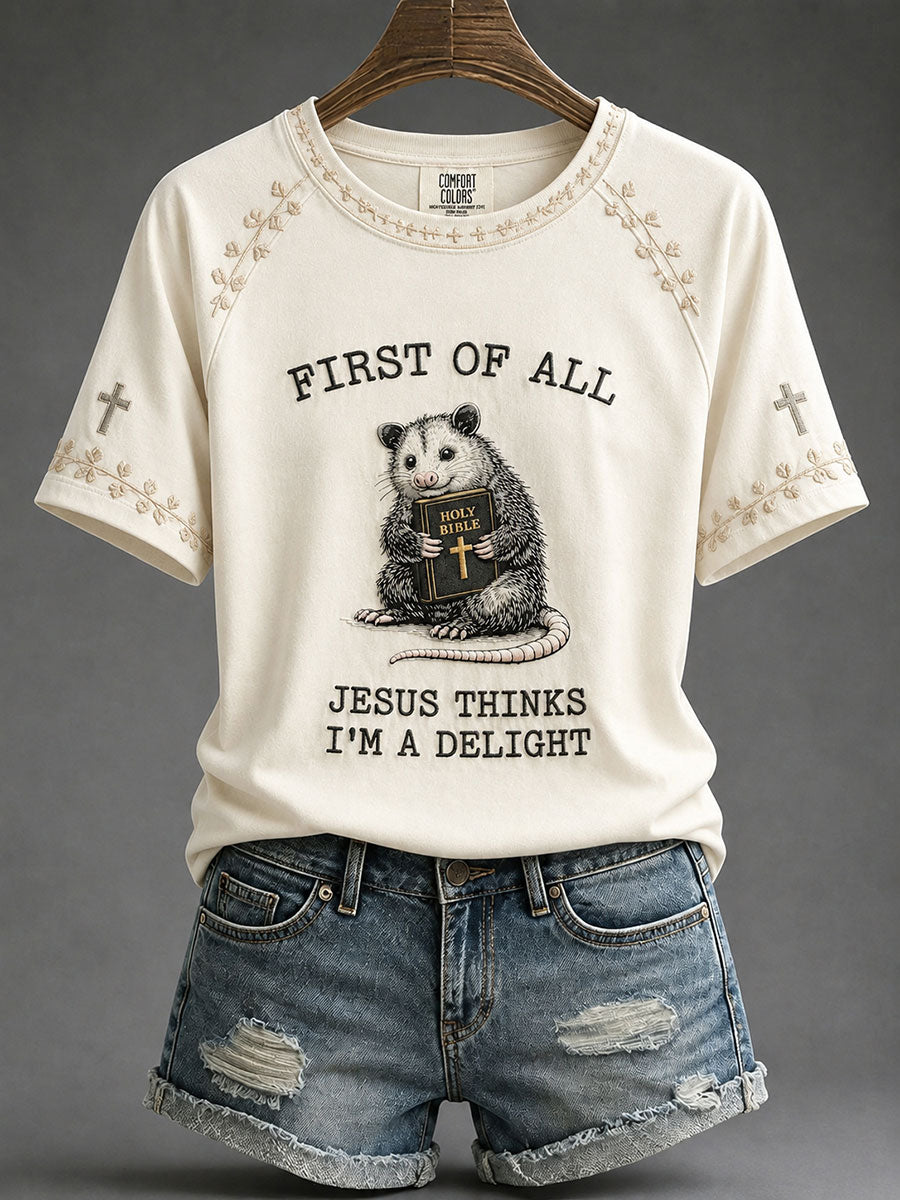 Women's 'Jesus Thinks I'm A Delight' Printed Casual T-Shirt