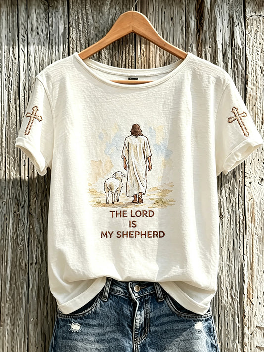 Women's Faith Pattern Printed Leisure Round Neck Short Sleeve T-shirt