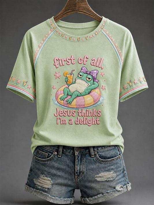 Women's 'Jesus Thinks I'm A Delight' Printed Casual T-Shirt