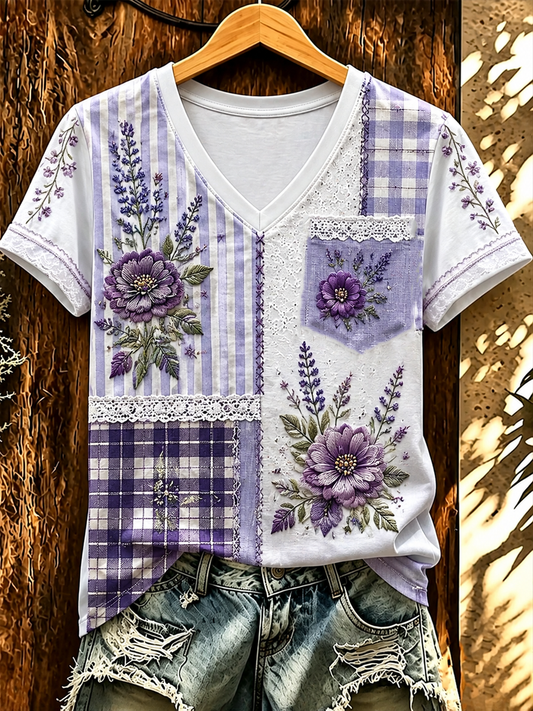 Women's floral print short-sleeved T-shirt
