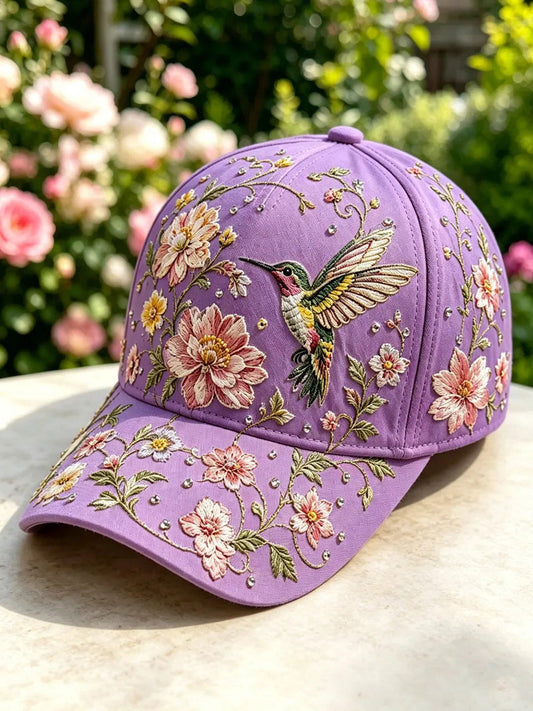 Purple Floral Print Casual Unisex Hat