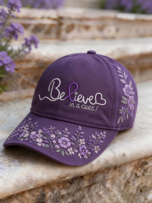 Purple Floral Print Casual Unisex Hat