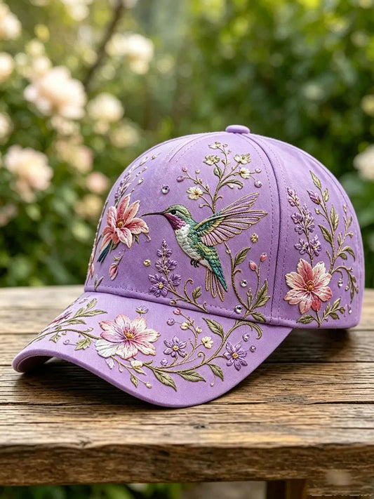 Purple Floral Print Casual Unisex Hat