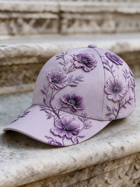 Unisex Alzheimer's Awareness Support Purple Floral Art Design Print Hat