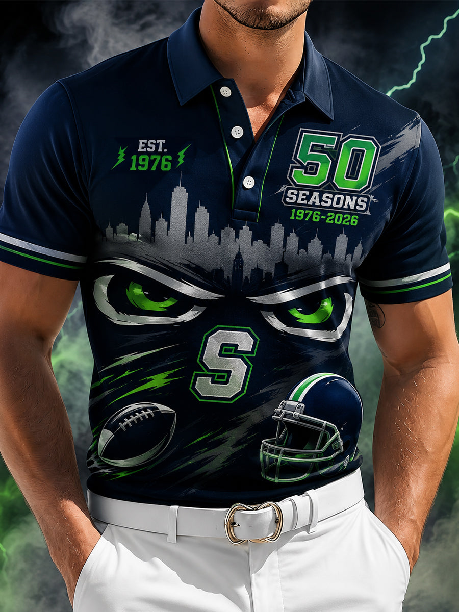 Men's Seattle Football Team 50th Anniversary Art Print Polo