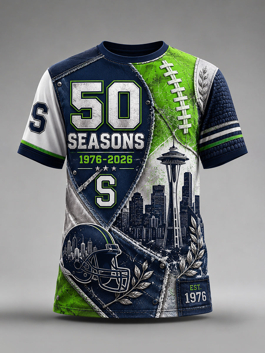 Men's Seattle Football Team 50th Anniversary Art Print T-Shirt