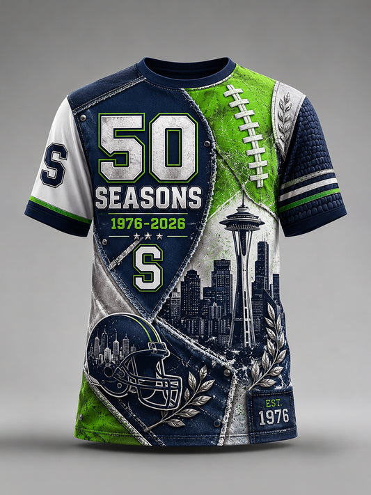 Men's Seattle Football Team 50th Anniversary Art Print T-Shirt