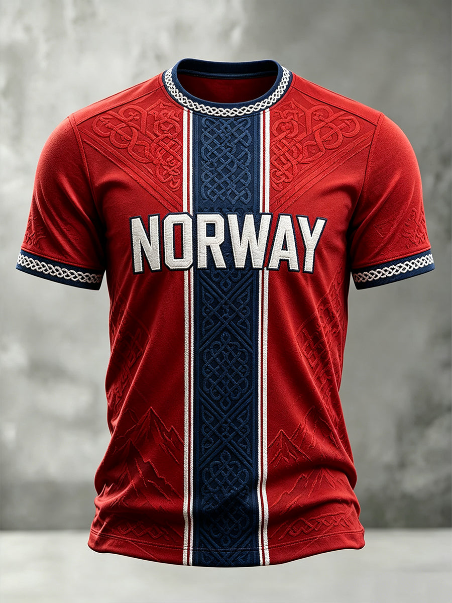 Men's Norway Viking Inspired Pattern Celtic Print Short Sleeves T-shirt