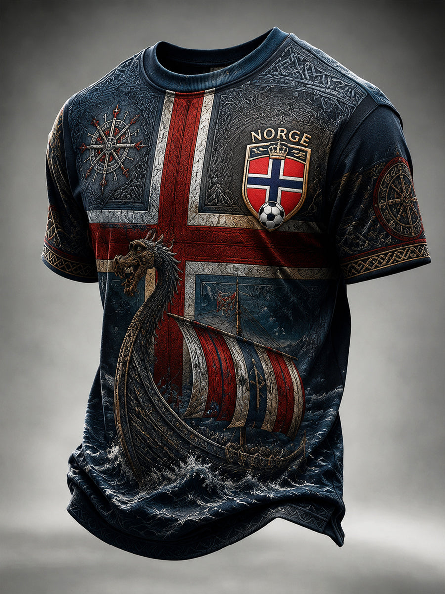 Retro Norwegian Viking Forward Artistic Casual T-Shirt
