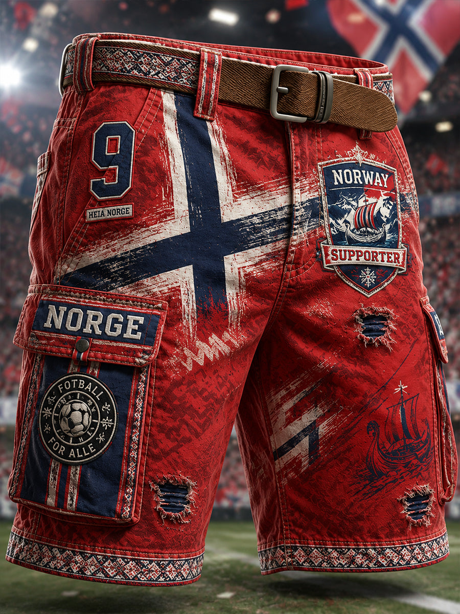 Men's Viking Norway Art Print Casual Shorts