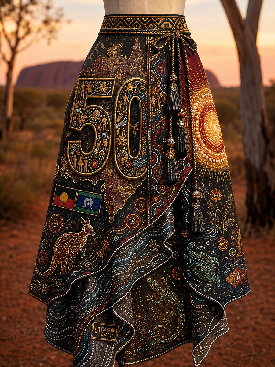 Women's Australia Naidoc Week Art Printed Irregular Skirt