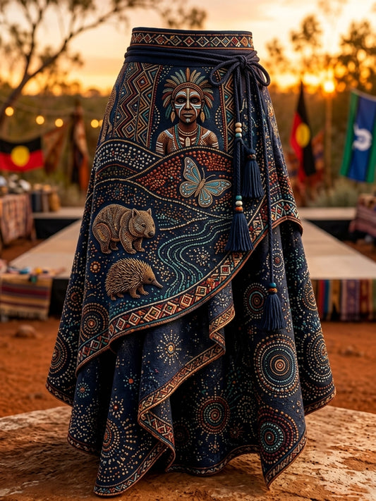 Women's Australia Naidoc Week Art Printed Irregular Skirt