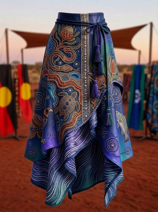 Women's Australia Naidoc Week Art Printed Irregular Skirt