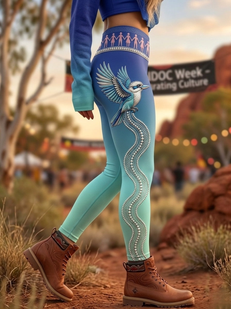 Women's AU Aboriginal Art NAIDOC Week Printed Sports Stretch Leggings