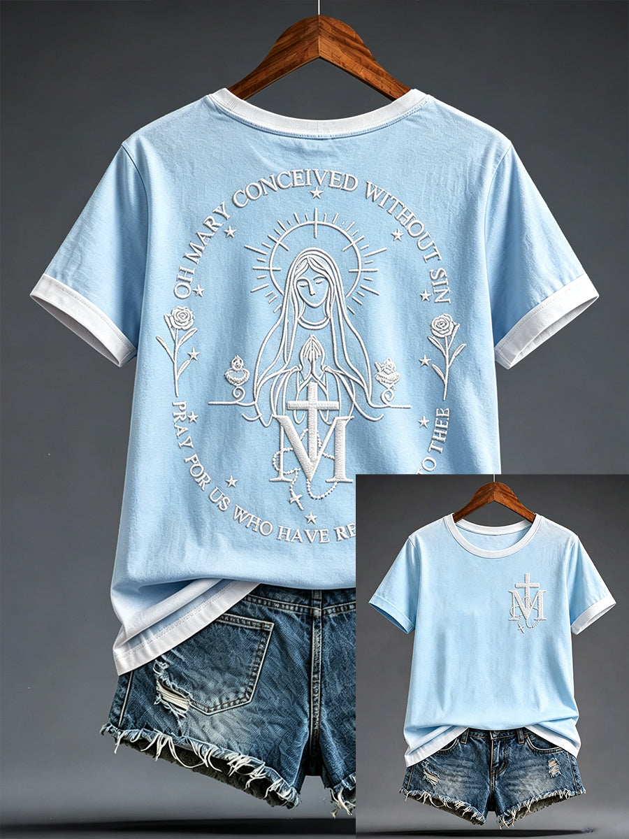 Women's Assumption of Mary Faith  Art Printed T-shirt