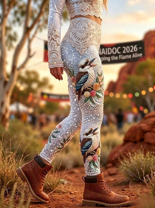 Women's AU Aboriginal Art NAIDOC Week Printed Sports Stretch Leggings