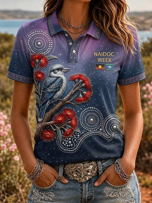 Women's AU Aboriginal Art NAIDOC Week Polo T-Shirt