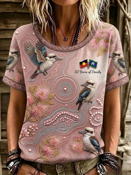 Women's AU Aboriginal Art NAIDOC Week Printed T-Shirt