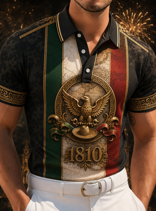 Men's Mexican Independence Day Commemorative Art Print Polo