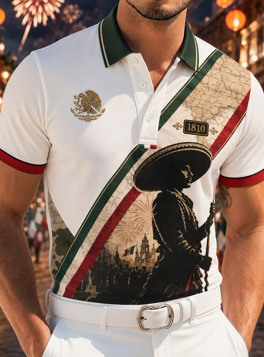 Men's Mexican Independence Day Commemorative Art Print Polo