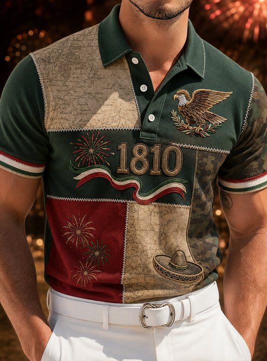 Men's Mexican Independence Day Commemorative Art Print Polo