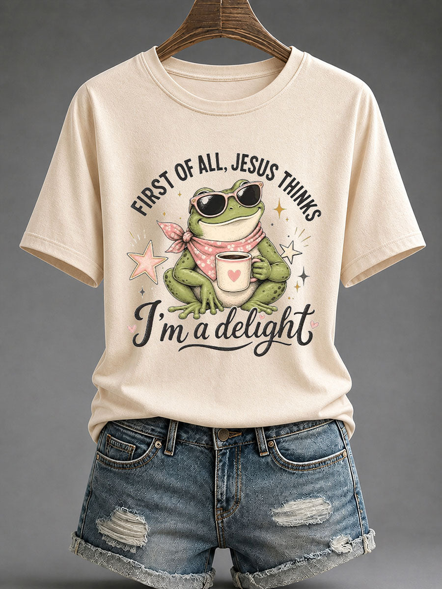 Women's 'Jesus Thinks I'm A Delight' Printed Casual T-Shirt