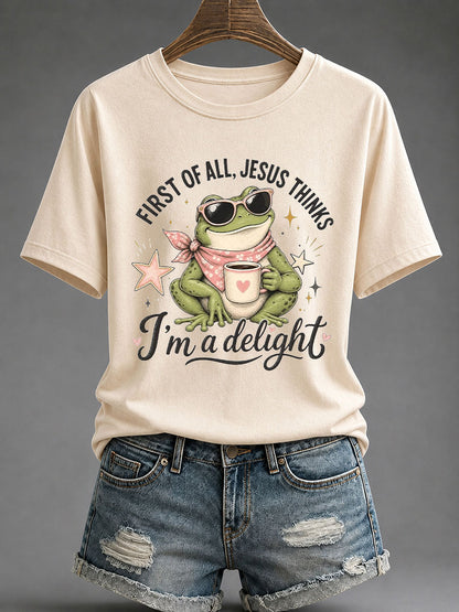 Women's 'Jesus Thinks I'm A Delight' Printed Casual T-Shirt