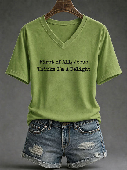 Women's 'Jesus Thinks I'm A Delight' Printed Casual T-Shirt
