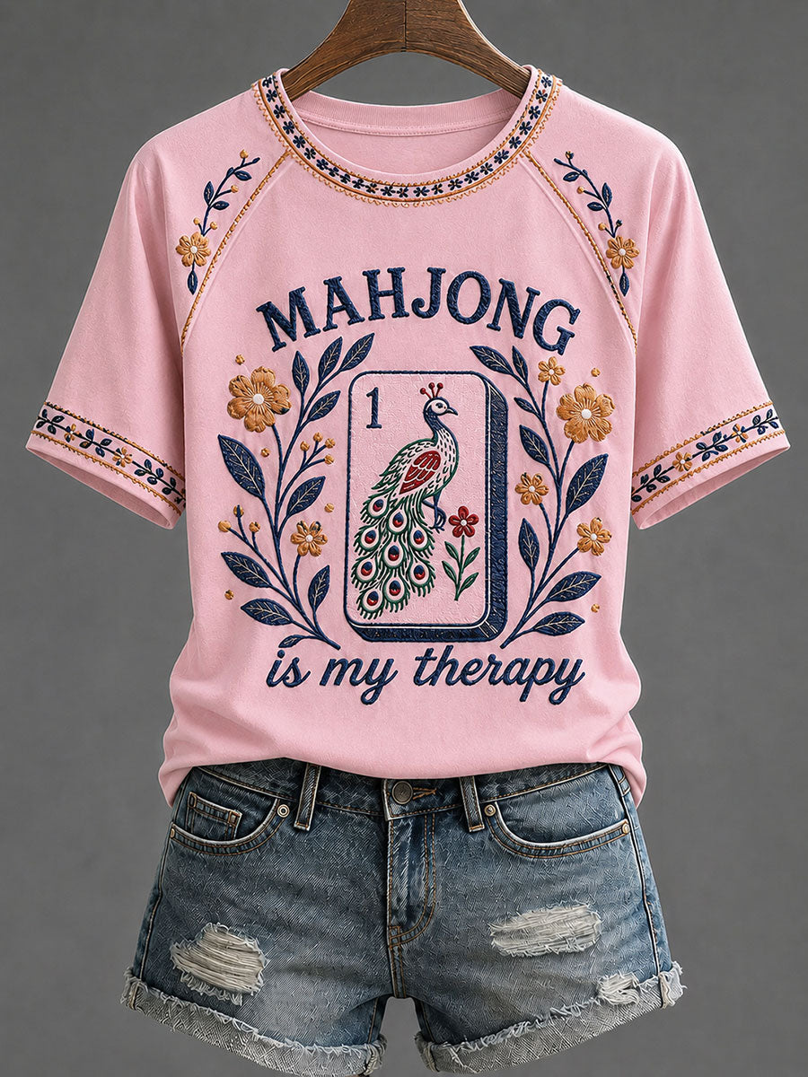 Women's Mahjong Print Casual T-Shirt