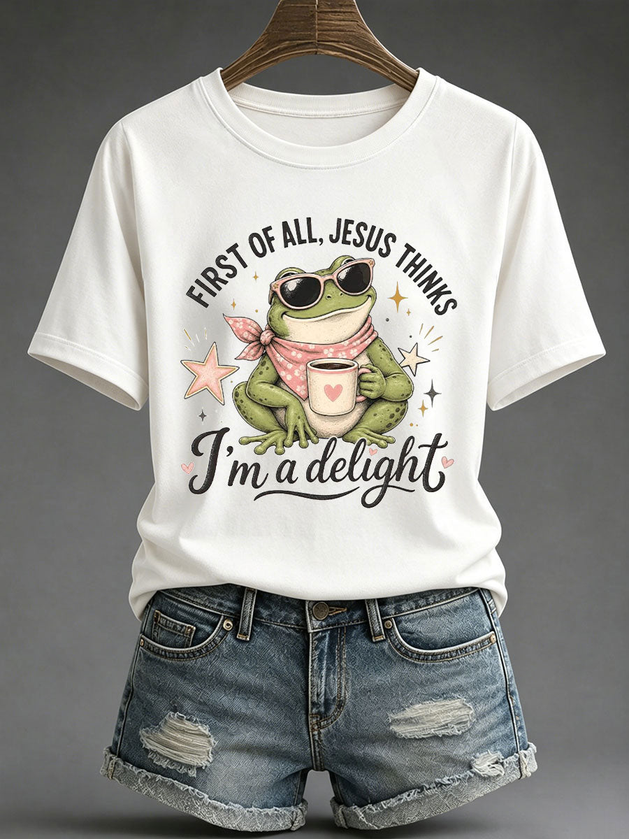 Women's 'Jesus Thinks I'm A Delight' Printed Casual T-Shirt