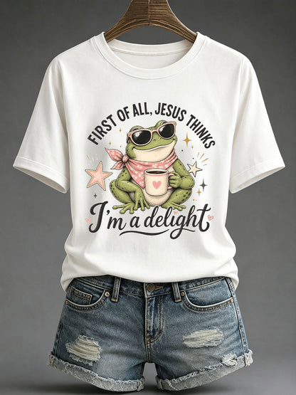 Women's 'Jesus Thinks I'm A Delight' Printed Casual T-Shirt