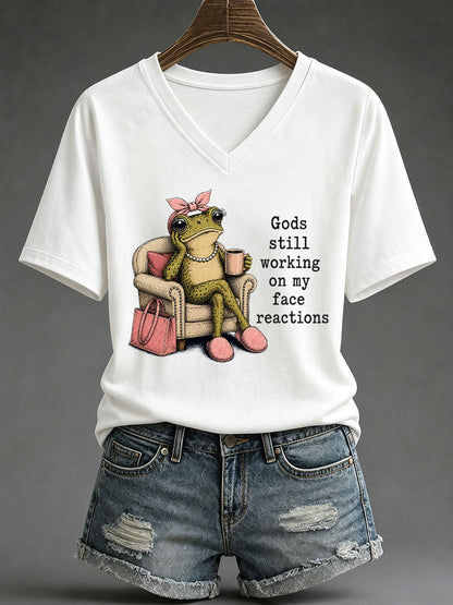 Women's Frog Christ Print Casual T-Shirt