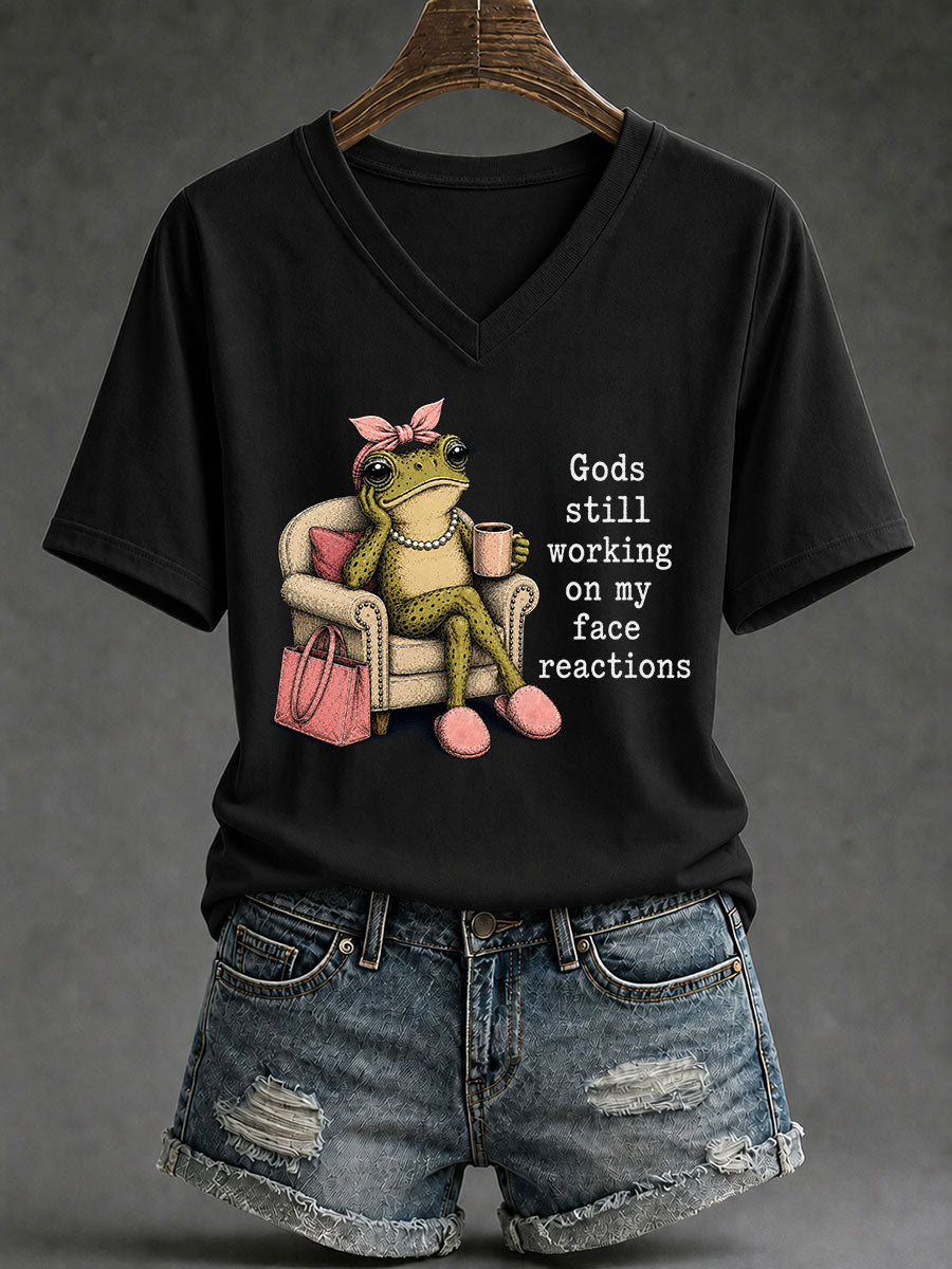 Women's Frog Christ Print Casual T-Shirt